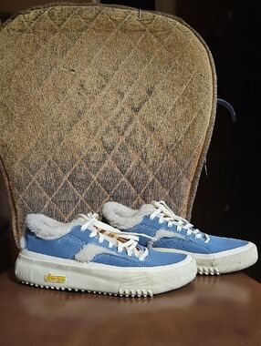 BRANDBLACK Bravo Faux Shearling Sneakers Shoes Lace Up Blue White